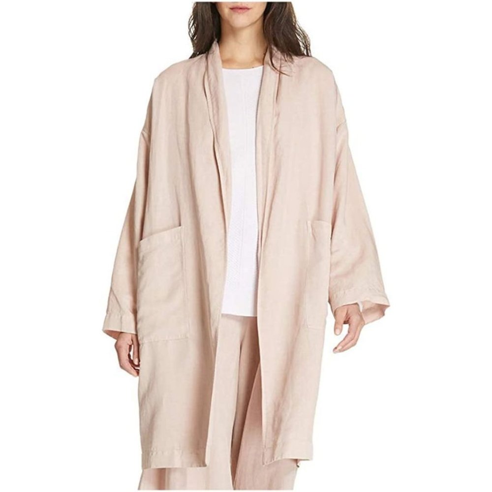 Eileen Fisher Linen Exclusive Tencel Hi Collar Jacket L/XL Oversized